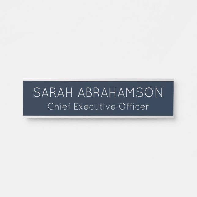 Simple Navy Blue and Silver Name Plate - Door Sign (Front)