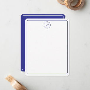 Simple Navy Blue and White Monogram Card