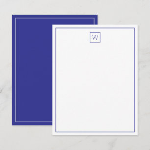 Simple Navy Blue and White Monogram Card