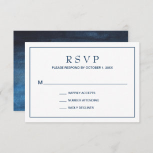 Simple Navy Blue Border Wedding RSVP Card