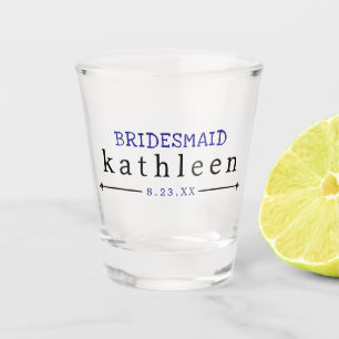 Simple Navy Blue Bridesmaid Personalised Shot Glass