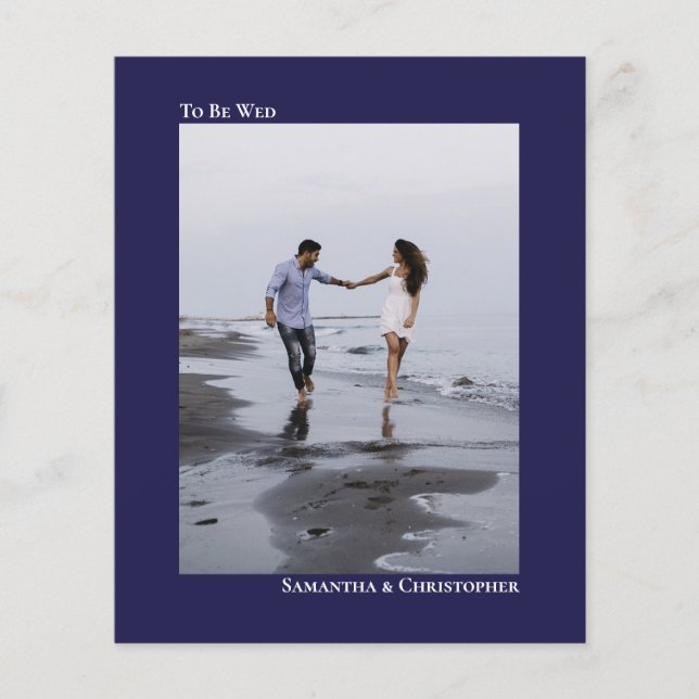 Simple Navy Blue BUDGET Wedding Photo Invitation (Front)