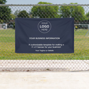 Simple Navy Blue  Business Event Logo Text Banner