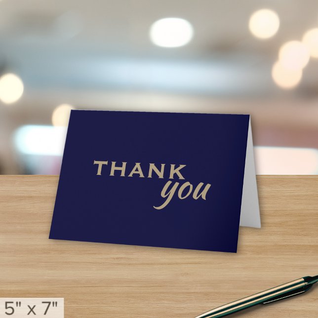 Simple Navy Blue Business Thank You Folded Note Card (Creator Uploaded)