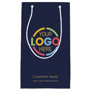 Simple Navy Blue Corporate Company Business Logo Small Gift Bag