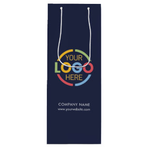 Simple Navy Blue Corporate Company Business Logo  Wine Gift Bag