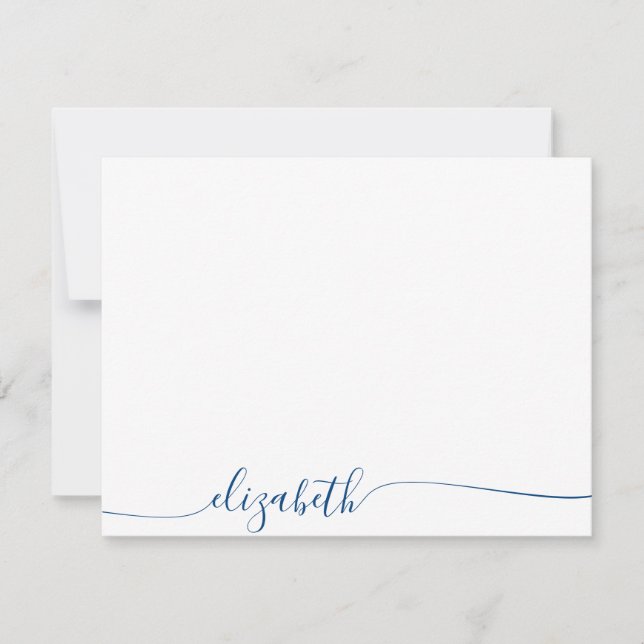 Simple Navy Blue Cursive Script Personalised Name Card (Front)