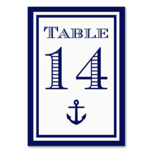 Simple Navy Blue Framed Anchor Table Card #14