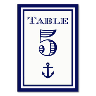 Simple Navy Blue Framed Anchor Table Card #5