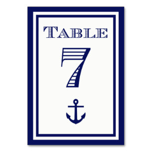 Simple Navy Blue Framed Anchor Table Card #7