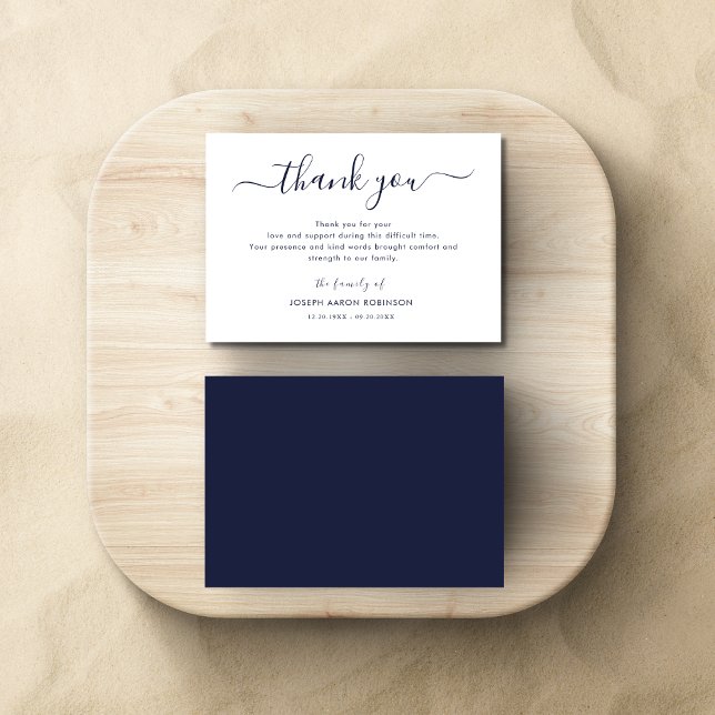 Simple Navy Blue Funeral Thank You Note (Creator Uploaded)