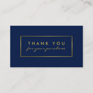Simple Navy Blue & Gold Foil Effect Thank You Business Card