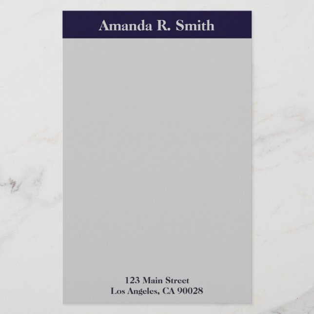 Simple navy blue grey stationery (Front)