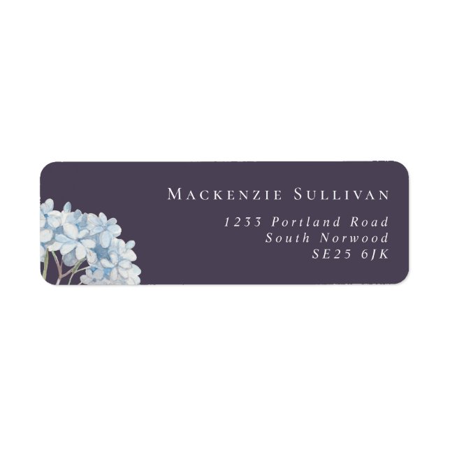 Simple Navy Blue Hydrangeas Return Address (Front)