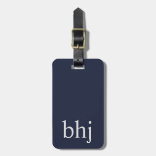 Simple Navy Blue Initial Monogram Luggage Tag