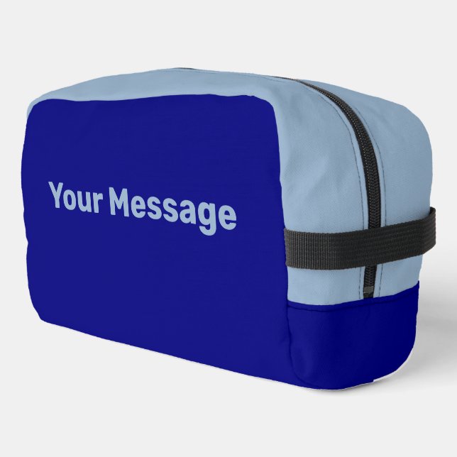 Simple Navy Blue Light Blue Your Message Template Dopp Kit (Left Corner)