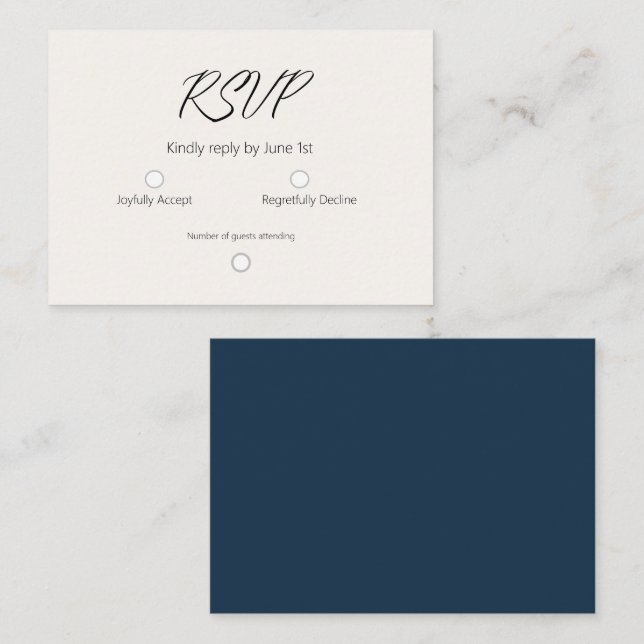 Simple Navy Blue Light Orange  Card (Front/Back)