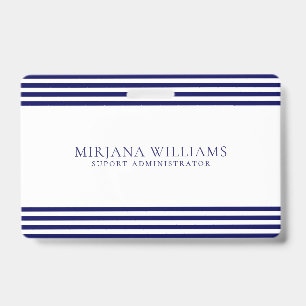 Simple Navy-Blue Lines Frame ID Badge