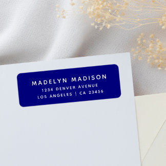 Simple Navy Blue Minimalist Elegant Return Address