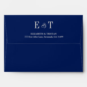 Simple Navy Blue Minimalist Wedding Invitation Envelope