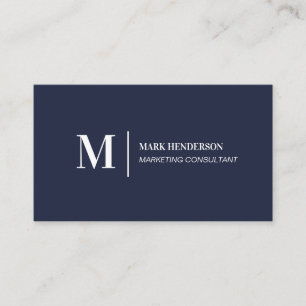Simple Navy Blue Modern Minimalist Business Card