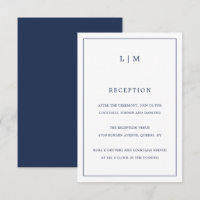 Simple Navy Blue Monogram Elegant Wedding