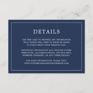 Simple Navy Blue Monogram Elegant Wedding Enclosure Card