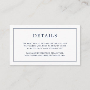 Simple Navy Blue Monogram Elegant Wedding Enclosure Card
