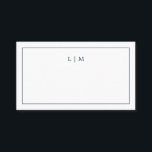 Simple Navy Blue Monogram Elegant Wedding Place Card<br><div class="desc">Simple wedding place card / escort card featuring an elegant and timeless design with your two letter monogram and a thin border in navy blue over a white background. The card is blank so that you may handwrite your guests names. The colour may be changed to any colour in the...</div>