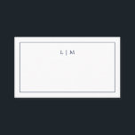 Simple Navy Blue Monogram Elegant Wedding Place Card<br><div class="desc">Simple wedding place card / escort card featuring an elegant and timeless design with your two letter monogram and a thin border in navy blue over a white background. The card is blank so that you may handwrite your guests names. The colour may be changed to any colour in the...</div>
