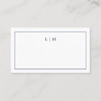 Simple Navy Blue Monogram Elegant Wedding