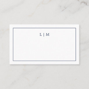 Simple Navy Blue Monogram Elegant Wedding Place Card