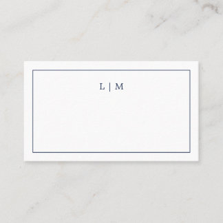 Simple Navy Blue Monogram Elegant Wedding Place Card