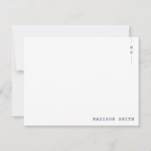 Simple Navy Blue Monogram Personalised Card