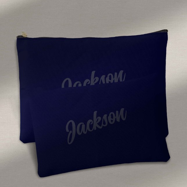 Simple Navy Blue Personalised Mens  Accessory Pouch (Simple Navy BLue Personalized Name Accessory Pouch.)