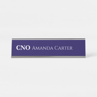 Simple Navy Blue Personalised Name CNO Desk Name Plate