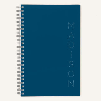 Simple Navy Blue Personalised Name  Notebook