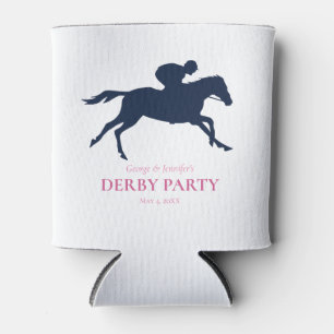 Simple Navy Blue Race Horse Silhouette Personalise Can Cooler