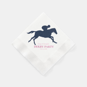 Simple Navy Blue Race Horse Silhouette Personalise Napkin