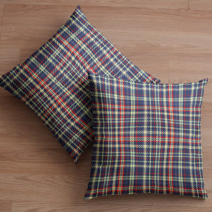 Simple Navy Blue Rustic Holiday Plaid Pattern  Cushion