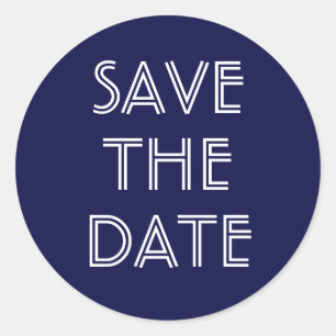 Simple Navy Blue Save The Date Sticker