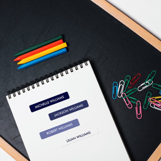 Simple Navy BLUE Scale Kids Name (Blue Shades Labels: Perfect for Baby, Pre-K, and Primary School. Keep Your Items Safe & Stylish)