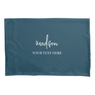 Simple Navy Blue Signature With Text Pillowcase