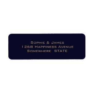 Simple Navy Blue Soft Gold Wedding Return Address