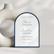 Simple Navy Blue Square Border Script Wedding Arch