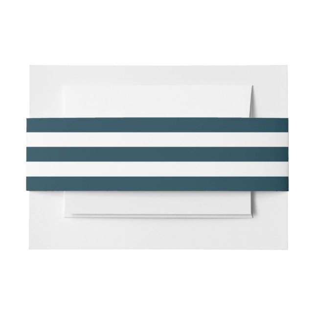 Simple Navy Blue Stripes Invitation Belly Band (Front Example)