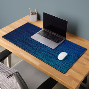 Simple Navy Blue Teal Abstract Scribble Desk Mat