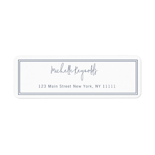 Simple Navy Blue Typography Return Address Label (Front)