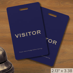 Simple Navy Blue Visitor Badge ID Badge