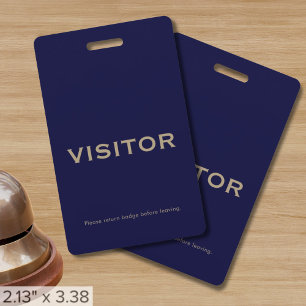 Simple Navy Blue Visitor Badge   Vertical ID Badge